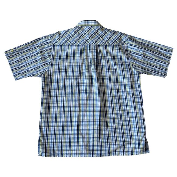 Southpole Mens XL Blue & Yellow Plaid Button-Up Short Sleeve Shirt 100% Cotton - Picture 8 of 8